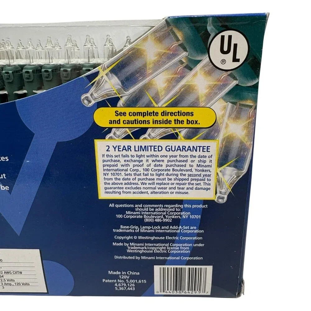 Westinghouse 100 Clear Mini Christmas Lights Outdoor Indoor 34 Ft Add A Set UL